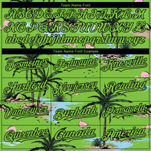 Load image into Gallery viewer, Custom Neon Green Black 3D Pattern Design Tropical Hawaii Palm Trees Authentic Baseball Jersey
