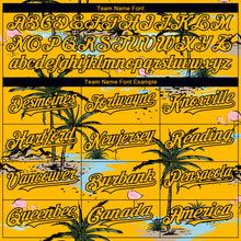 Load image into Gallery viewer, Custom Yellow Black 3D Pattern Design Tropical Hawaii Palm Trees Authentic Baseball Jersey
