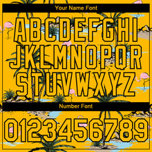 Load image into Gallery viewer, Custom Yellow Black 3D Pattern Design Tropical Hawaii Palm Trees Authentic Baseball Jersey
