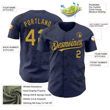Load image into Gallery viewer, Custom Navy Old Gold-Black 3D Pattern Design Abstract Splatter Texture Authentic Baseball Jersey

