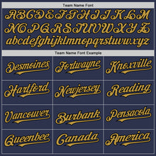 Load image into Gallery viewer, Custom Navy Old Gold-Black 3D Pattern Design Abstract Splatter Texture Authentic Baseball Jersey
