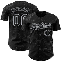 Load image into Gallery viewer, Custom Black Gray-Steel Gray 3D Pattern Design Abstract Splatter Texture Authentic Baseball Jersey
