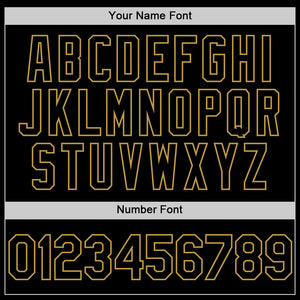 Custom Black Old Gold 3D Pattern Design Abstract Splatter Texture Authentic Baseball Jersey