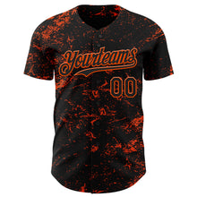 Load image into Gallery viewer, Custom Black Orange 3D Pattern Design Abstract Splatter Texture Authentic Baseball Jersey
