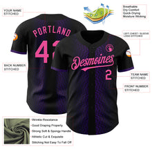 Load image into Gallery viewer, Custom Black Pink-Purple 3D Pattern Design Geometric Shapes Authentic Baseball Jersey
