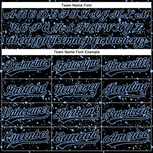 Custom Black Light Blue 3D Pattern Design Abstract Splatter Ink Authentic Baseball Jersey