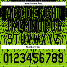 Load image into Gallery viewer, Custom Black Neon Green 3D Pattern Design Abstract Wave Authentic Baseball Jersey
