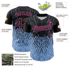 Load image into Gallery viewer, Custom Black Light Blue-Pink 3D Pattern Design Abstract Wave Authentic Baseball Jersey
