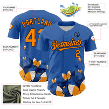 Load image into Gallery viewer, Custom Royal Orange-Black 3D Pattern Design Animal Butterfly Authentic Baseball Jersey
