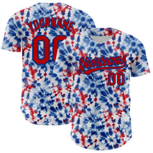 Load image into Gallery viewer, Custom White Red-Royal 3D American Flag And Fireworks Authentic Baseball Jersey
