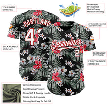Load image into Gallery viewer, Custom Black White-Red 3D Pattern Design Tropical Hawaii Plant Authentic Baseball Jersey
