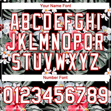 Load image into Gallery viewer, Custom Black White-Red 3D Pattern Design Tropical Hawaii Plant Authentic Baseball Jersey
