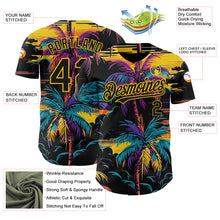 Load image into Gallery viewer, Custom Black Yellow 3D Pattern Design Tropical Hawaii Palms Trees Authentic Baseball Jersey
