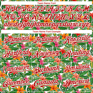 Custom White Red 3D Pattern Design Tropical Flower Authentic Baseball Jersey