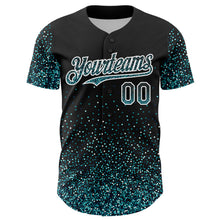 Load image into Gallery viewer, Custom Black Teal-White 3D Pattern Design Abstract Colorful Glittering Dot Authentic Baseball Jersey
