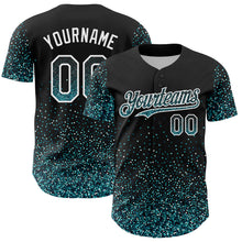 Load image into Gallery viewer, Custom Black Teal-White 3D Pattern Design Abstract Colorful Glittering Dot Authentic Baseball Jersey
