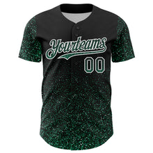 Load image into Gallery viewer, Custom Black Kelly Green-White 3D Pattern Design Abstract Colorful Glittering Dot Authentic Baseball Jersey

