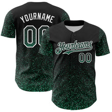 Load image into Gallery viewer, Custom Black Kelly Green-White 3D Pattern Design Abstract Colorful Glittering Dot Authentic Baseball Jersey
