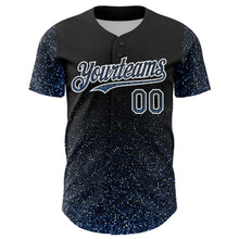 Load image into Gallery viewer, Custom Black Light Blue-White 3D Pattern Design Abstract Colorful Glittering Dot Authentic Baseball Jersey

