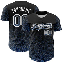 Load image into Gallery viewer, Custom Black Light Blue-White 3D Pattern Design Abstract Colorful Glittering Dot Authentic Baseball Jersey

