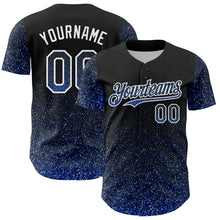 Load image into Gallery viewer, Custom Black Thunder Blue-White 3D Pattern Design Abstract Colorful Glittering Dot Authentic Baseball Jersey
