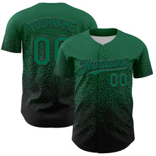 Load image into Gallery viewer, Custom Kelly Green Black 3D Pattern Design Gradient Style Irregular Shape Authentic Baseball Jersey
