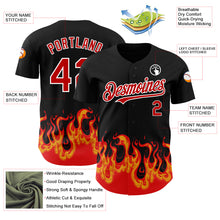 Load image into Gallery viewer, Custom Black Red-White 3D Pattern Design Flame Authentic Baseball Jersey
