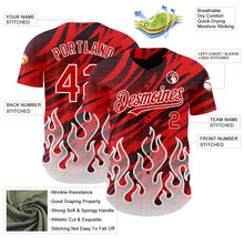 Load image into Gallery viewer, Custom Red Black-White 3D Pattern Design Flame Authentic Baseball Jersey
