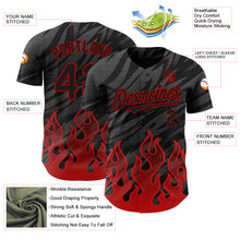 Load image into Gallery viewer, Custom Black Red 3D Pattern Design Flame Authentic Baseball Jersey
