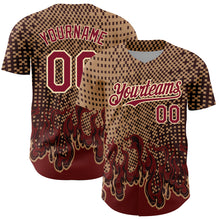Load image into Gallery viewer, Custom Old Gold Crimson-City Cream 3D Pattern Design Flame Authentic Baseball Jersey

