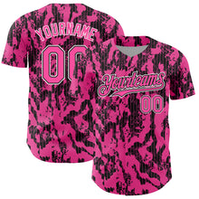 Load image into Gallery viewer, Custom Pink Black-White 3D Pattern Design Abstract Fluid Authentic Baseball Jersey
