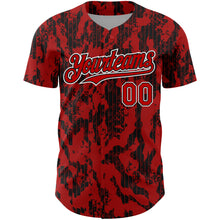 Load image into Gallery viewer, Custom Red Black-White 3D Pattern Design Abstract Fluid Authentic Baseball Jersey
