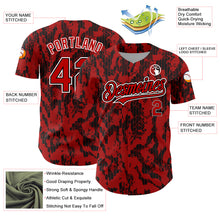 Load image into Gallery viewer, Custom Red Black-White 3D Pattern Design Abstract Fluid Authentic Baseball Jersey
