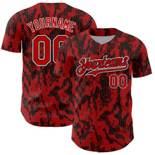 Load image into Gallery viewer, Custom Red Black-White 3D Pattern Design Abstract Fluid Authentic Baseball Jersey
