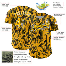 Load image into Gallery viewer, Custom Gold Black-White 3D Pattern Design Abstract Fluid Authentic Baseball Jersey
