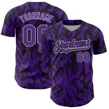 Load image into Gallery viewer, Custom Purple Black-White 3D Pattern Design Abstract Fluid Authentic Baseball Jersey
