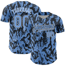 Load image into Gallery viewer, Custom Light Blue Black-White 3D Pattern Design Abstract Fluid Authentic Baseball Jersey

