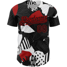 Load image into Gallery viewer, Custom Black Red-White 3D Pattern Design Flower Authentic Baseball Jersey
