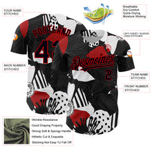 Load image into Gallery viewer, Custom Black Red-White 3D Pattern Design Flower Authentic Baseball Jersey
