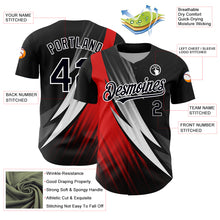 Load image into Gallery viewer, Custom Black Red-White 3D Pattern Design Geometric Shape Authentic Baseball Jersey
