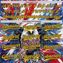Load image into Gallery viewer, Custom Red Gold-Navy 3D American Flag Eagle And Star Authentic Baseball Jersey
