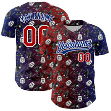 Load image into Gallery viewer, Custom Red Royal-White 3D Pattern Design American Eagle Authentic Baseball Jersey
