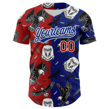 Load image into Gallery viewer, Custom Royal Red-White 3D Pattern Design American Eagle Authentic Baseball Jersey
