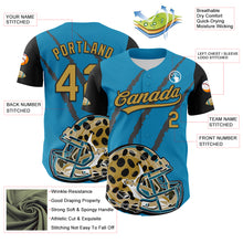 Load image into Gallery viewer, Custom Panther Blue Old Gold-Black 3D Pattern Design Football Jaguar Helmet And Animal Claw Authentic Baseball Jersey
