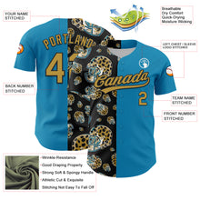 Load image into Gallery viewer, Custom Panther Blue Old Gold-Black 3D Pattern Design Football Jaguar Helmet Authentic Baseball Jersey
