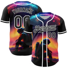 Load image into Gallery viewer, Custom Black White 3D Pattern Design Rave Astronaut Authentic Baseball Jersey

