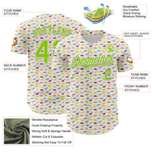 Load image into Gallery viewer, Custom White Neon Green 3D Pattern Design Animal Dinosaur Authentic Baseball Jersey
