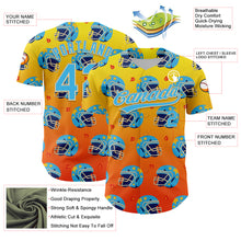 Load image into Gallery viewer, Custom Light Yellow Sky Blue Orange-Cream 3D Pattern Design Flame Football Helmet Authentic Baseball Jersey
