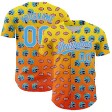 Load image into Gallery viewer, Custom Light Yellow Sky Blue Orange-Medium Pink 3D Pattern Design Football Helmet And Football Elements Authentic Baseball Jersey
