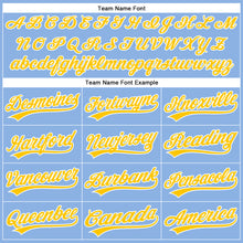 Load image into Gallery viewer, Custom Light Blue Yellow-White 3D Pattern Design Champion Trophy Authentic Baseball Jersey
